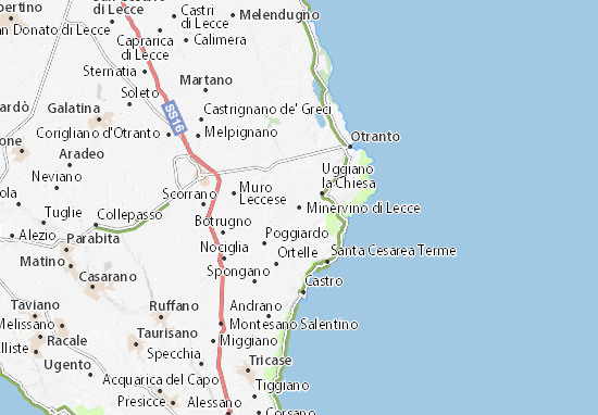Karte Stadtplan Minervino di Lecce