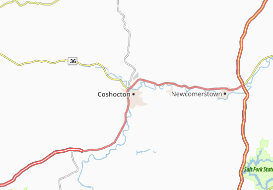 Kaart Plattegrond Coshocton