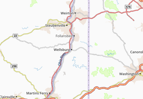 Kaart Plattegrond Wellsburg