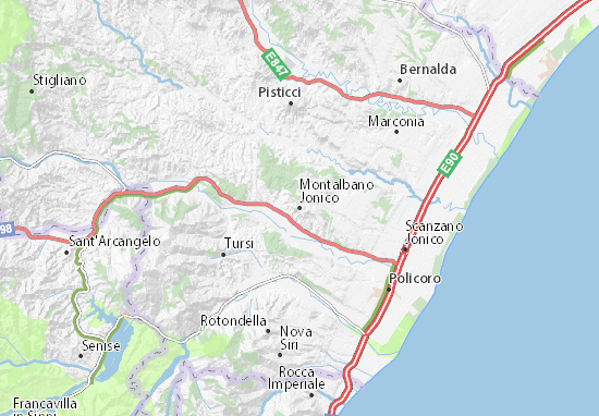 Karte Stadtplan Montalbano Jonico