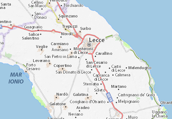 Kaart Plattegrond San Cesario di Lecce