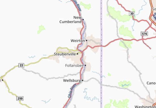 Kaart Plattegrond Steubenville