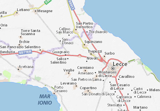Kaart Plattegrond Campi Salentina