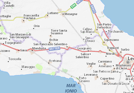 Kaart Plattegrond San Pancrazio Salentino