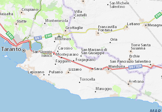 Karte Stadtplan San Marzano di San Giuseppe