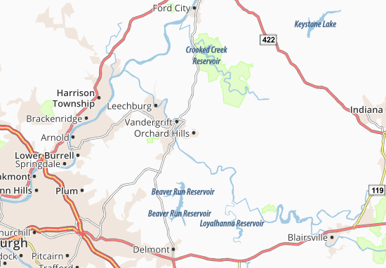 Karte Stadtplan Orchard Hills