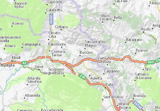 Kaart Plattegrond Buccino