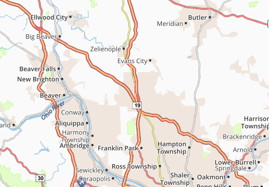 Karte Stadtplan Cranberry Twp