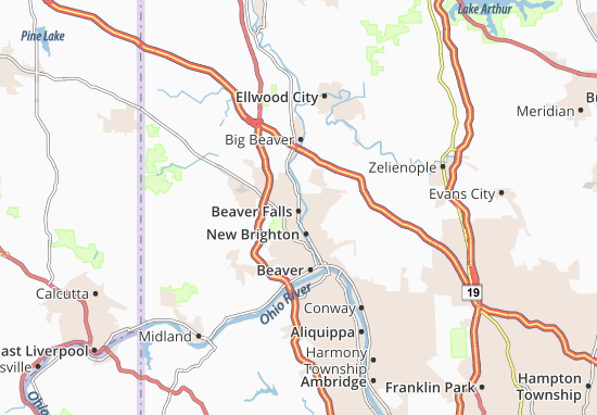 Karte Stadtplan Beaver Falls