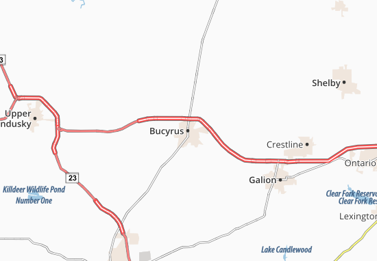 Karte Stadtplan Bucyrus