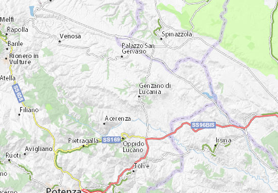 Kaart Plattegrond Genzano di Lucania