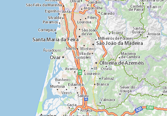 Karte Stadtplan São Martinho da Gândara