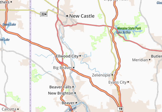 Kaart Plattegrond Ellwood City