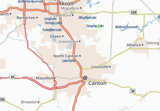 Kaart Plattegrond North Canton