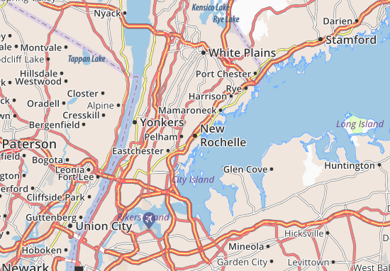 Kaart Plattegrond New Rochelle