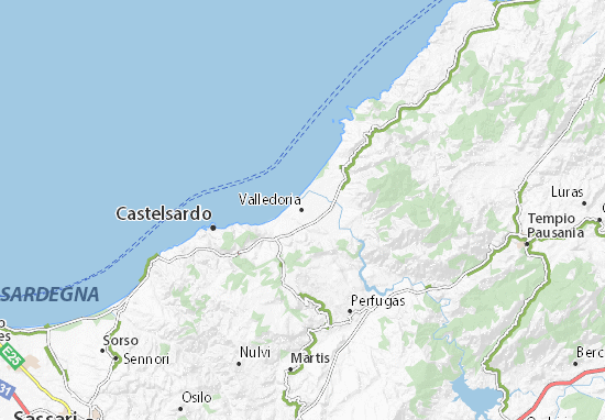 Karte Stadtplan Valledoria