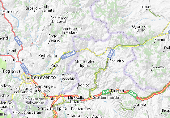 Karte Stadtplan Montecalvo Irpino