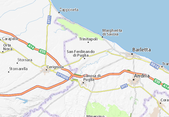 Karte Stadtplan San Ferdinando di Puglia