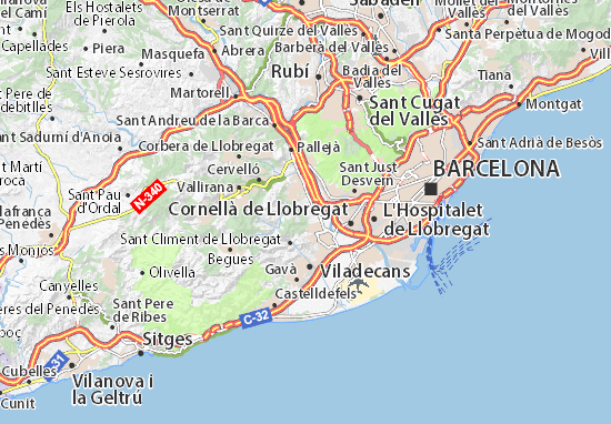 Kaart Plattegrond Santa Coloma de Cervelló