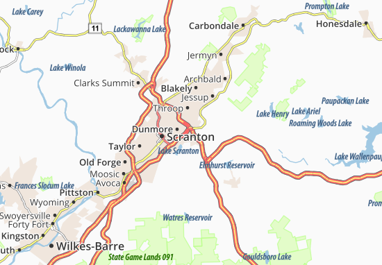 Karte Stadtplan Dunmore