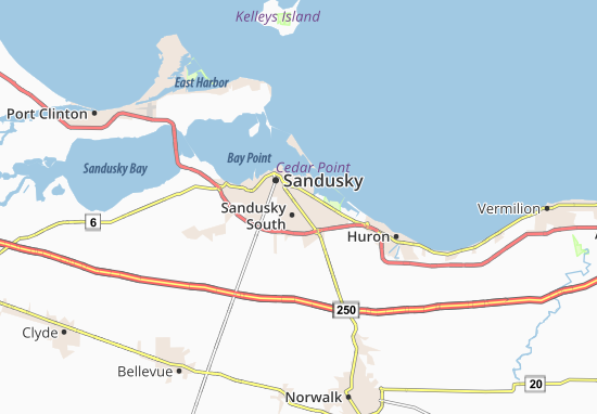 Karte Stadtplan Sandusky South