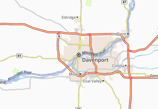 Karte Stadtplan Davenport