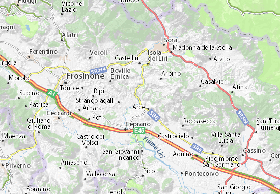 Karte Stadtplan Collefontana-Fontana Liri Inferiore