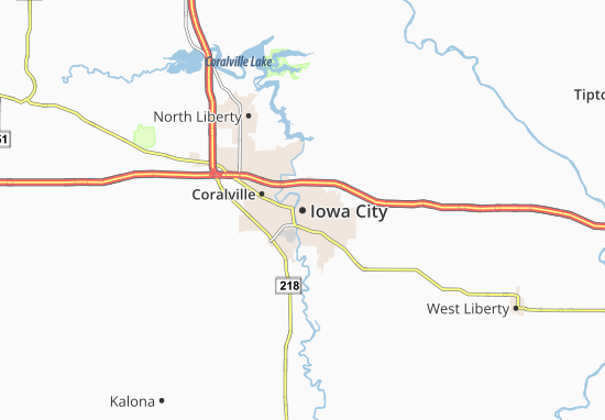 Kaart Plattegrond Iowa City