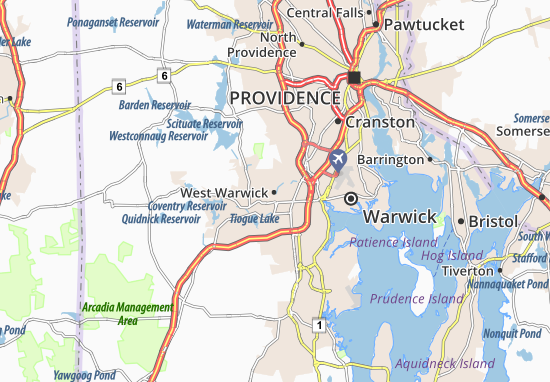 Karte Stadtplan West Warwick