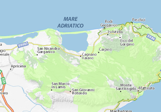 Kaart Plattegrond Cagnano Varano