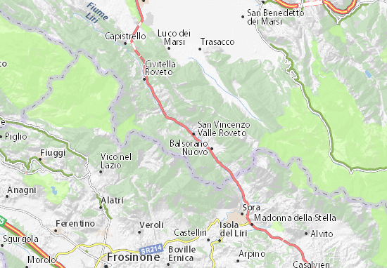 Kaart Plattegrond San Vincenzo Valle Roveto
