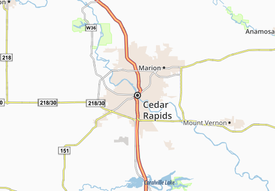 Kaart Plattegrond Cedar Rapids
