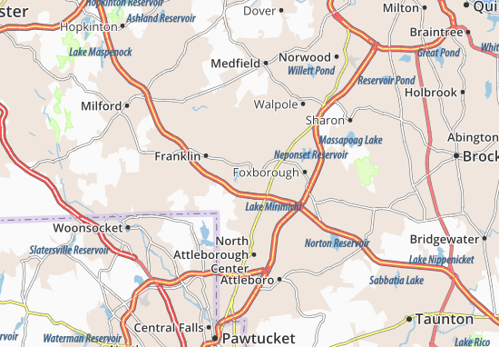 Karte Stadtplan Wrentham
