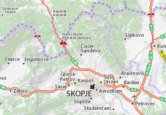 Karte Stadtplan Čučer-Sandevo