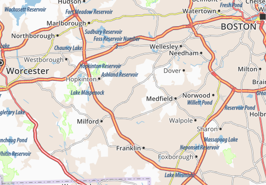 Karte Stadtplan Holliston