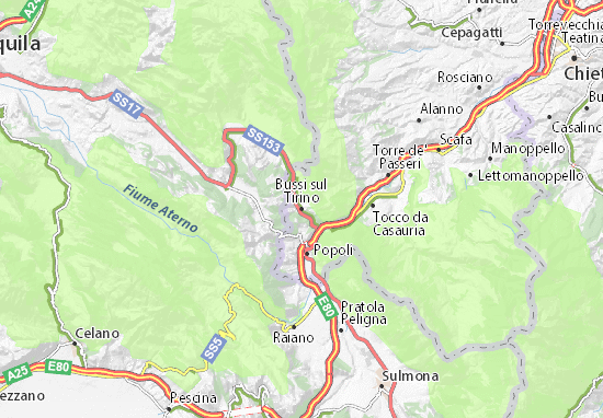 Karte Stadtplan Bussi sul Tirino