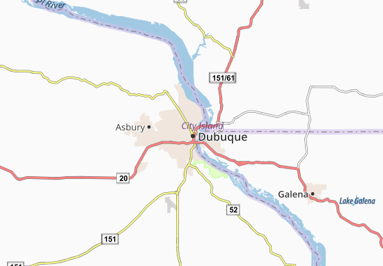 Kaart Plattegrond Dubuque