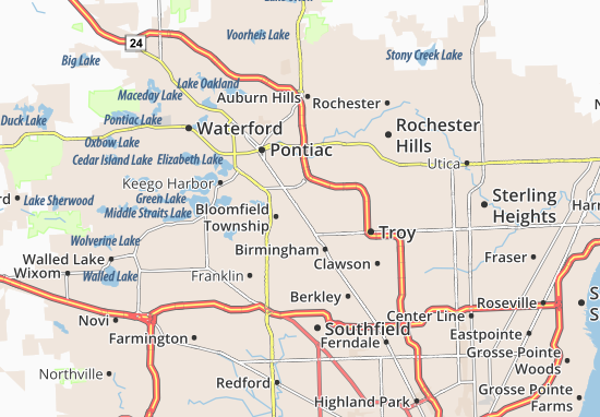 Mapa Bloomfield Hills