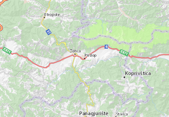 Karte Stadtplan Pirdop