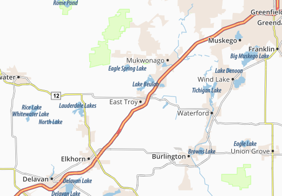 Kaart Plattegrond East Troy