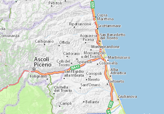 Karte Stadtplan Monsampolo del Tronto