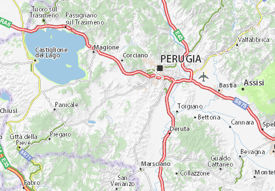 Kaart MICHELIN Perugia - plattegrond Perugia - ViaMichelin