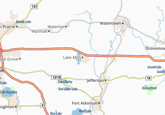Kaart Plattegrond Lake Mills