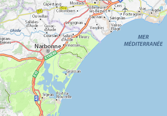 Karte Stadtplan Narbonne-Plage