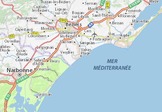 Kaart Plattegrond Valras-Plage