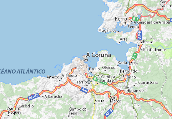 Kaart Plattegrond A Coruña