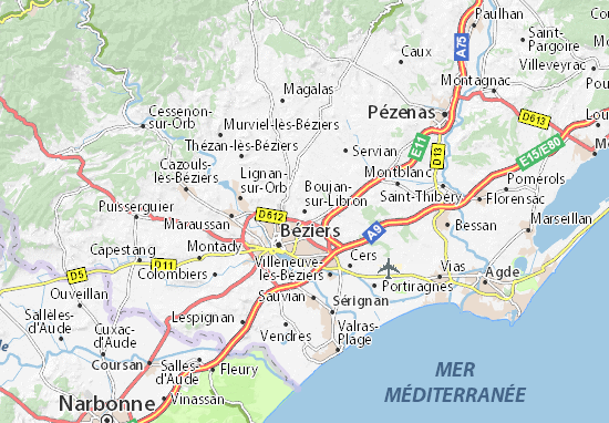 Mapas-Planos Boujan-sur-Libron