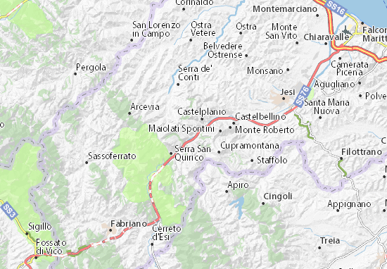 Karte Stadtplan Angeli di Rosora