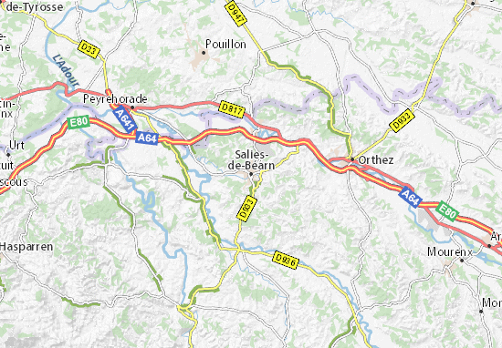 Kaart Plattegrond Salies-de-Béarn
