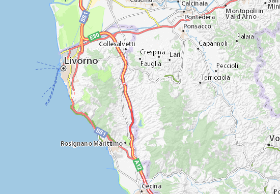 Karte Stadtplan Orciano Pisano